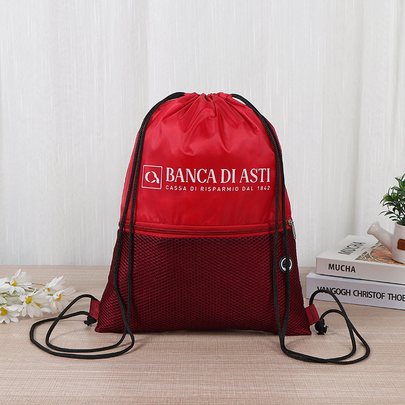 Drawstring bag wihe pocket